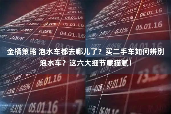 金橘策略 泡水车都去哪儿了？买二手车如何辨别泡水车？这六大细节藏猫腻！